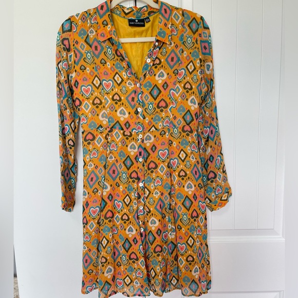Emily Lovelock • Shirt Dress • 70s Retro Ikat • Maximalist Art Funky Preppy Fun - Picture 3 of 15